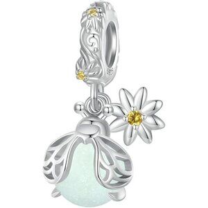 Luminous Glowworm 925 Sterling Silver Charms for Necklace Pendant Charms